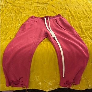 R13 Pink Track Pants with White Drawstring